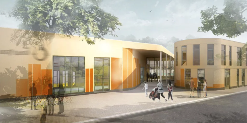 Neubau Hallenbad Peine, Eingang